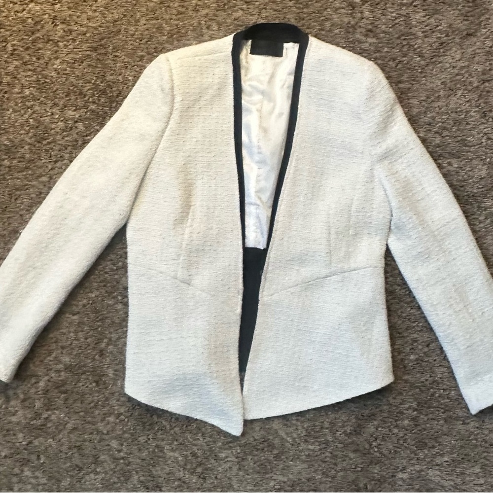 Blaque Label White Blazer with Black Trim and Tailored Fit